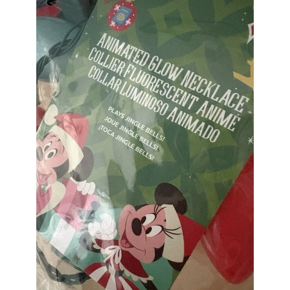 Disney Parks Mickey & Minnie Animated Glow Christmas Holiday Light-up Necklace
